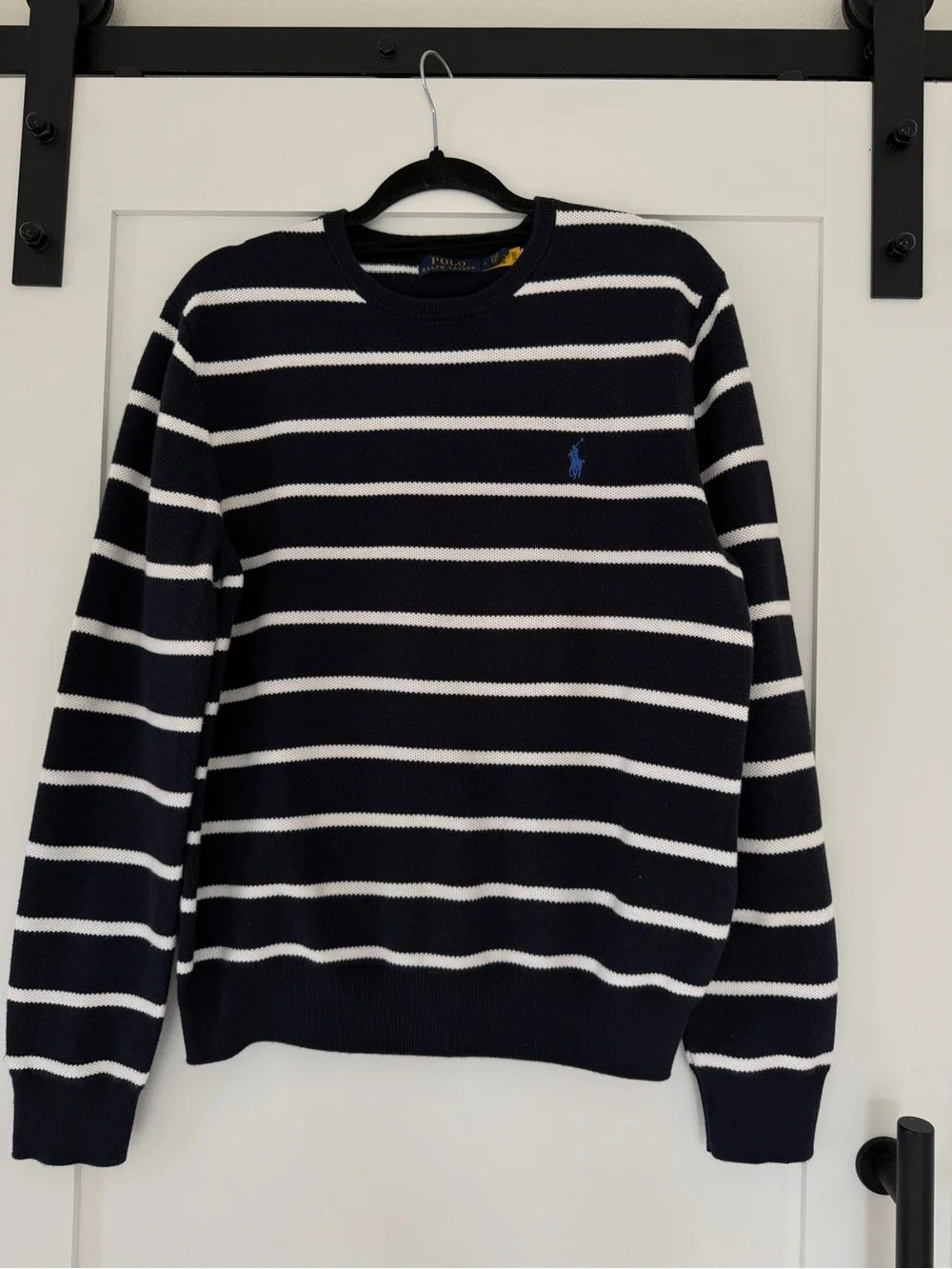 Ralph Lauren Navy & White Striped Knit Sweater